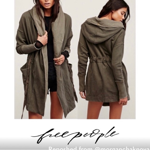 Free people drawstring hooded cardigan jacket - Picture 2 of 13